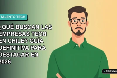 Ilustración vectorial plana de un trabajador tech masculino con suéter verde, sobre fondo degradado azul y turquesa, estilo Corporate Memphis.