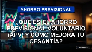 Ahorro Previsional Voluntario APV mejora fondo de cesantía en Chile, concepto de inversión y seguridad financiera.