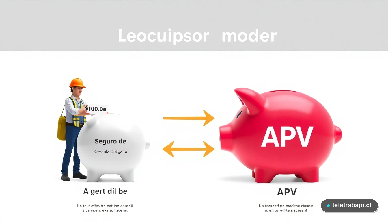 Infografía comparativa entre el Seguro de Cesantía obligatorio y el Ahorro Previsional Voluntario (APV) en Chile
