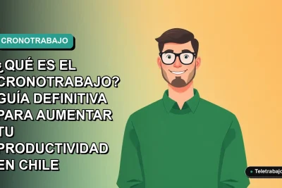 Ilustración vectorial plana de un trabajador remoto masculino con suéter verde, representando el cronotrabajo para aumentar la productividad en Chile.