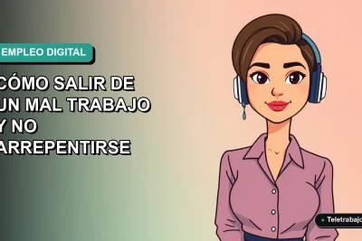 Ilustración vectorial plana de una mujer profesional chilena con expresión decidida, fondo con gradiente suave de azul verdoso a menta, concepto de cambio laboral.