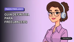 Guía definitiva para freelancers que reciben pagos en dólares, ilustración plana corporativa de mujer profesional.