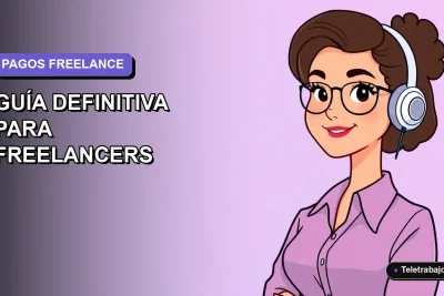 Guía definitiva para freelancers que reciben pagos en dólares, ilustración plana corporativa de mujer profesional.