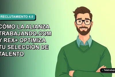 Ilustración vectorial plana de un trabajador masculino de tecnología en Chile, estilo Corporate Memphis, sobre fondo degradado azul verdoso.