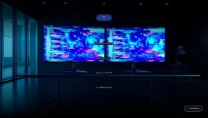 Gráficos abstractos de datos de empleo de la EPA en pantallas futuristas, concepto de análisis de mercado laboral y carrera profesional para 2026.