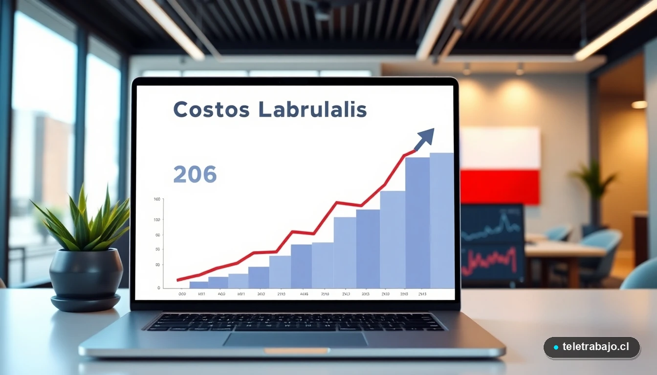 Infografía profesional sobre reducción de costos laborales en Chile 2026 con gráficos y herramientas digitales