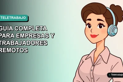 Ilustración plana corporativa de una mujer trabajando remotamente para guía sobre la Reforma Laboral 2026 en Chile, fondo degradado azul verdoso.