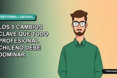 Ilustración plana corporativa de un trabajador chileno sonriendo, con fondo degradado azul verdoso, representando la nueva reforma laboral.
