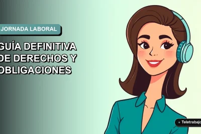 Ilustración plana corporativa de una trabajadora remota chilena sonriente, con fondo degradado azul verdoso, representando la nueva ley de registro de jornada laboral.