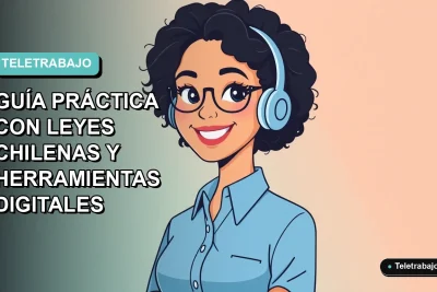 Ilustración plana de mujer profesional chilena sonriente, con blusa azul, en fondo gradiente suave. Concepto de retorno a la oficina sin estrés.
