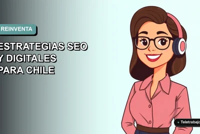 Ilustración vectorial plana de mujer profesional chilena de 45+ años sonriendo, con fondo degradado azul verdoso, representando reinvención laboral digital.