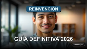 Hombre profesional latino sonriendo con confianza en oficina moderna, fondo desenfocado, retrato medio