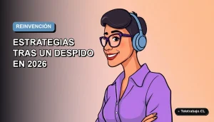 Ilustración plana vectorial de una mujer profesional de 50 años, con expresión optimista y peinado moderno, sobre un fondo degradado azul y gris. Espacio negativo a la izquierda.