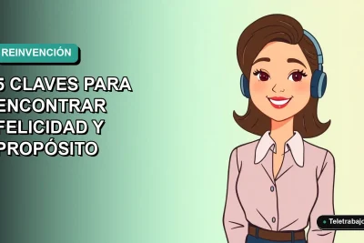 Ilustración plana de mujer profesional feliz en estilo vectorial moderno, con fondo degradado azul verdoso, representando la reinvención laboral en Chile.