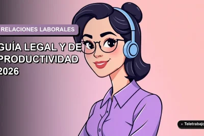 Ilustración plana corporativa de una trabajadora chilena sonriente con blusa lila, sobre fondo degradado lavanda, representando relaciones personales en el entorno laboral.