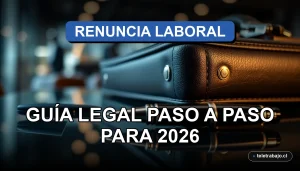 Guía legal sobre cómo renunciar a un trabajo en Chile de forma correcta, mostrando elementos corporativos abstractos.