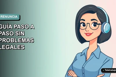 Ilustración plana corporativa de una mujer profesional chilena con blusa azul y corte bob, sobre un fondo degradado suave, representando la decisión de renunciar a un trabajo de manera informada.