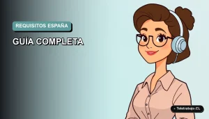 Guía ilustrada de requisitos para trabajar en España en 2026, estilo corporativo moderno.