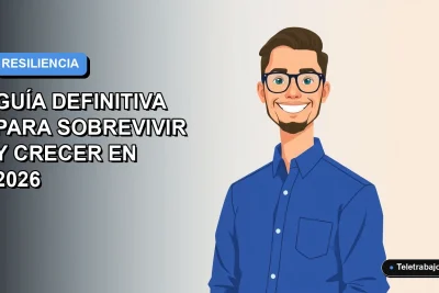 Ilustración vectorial plana de un trabajador chileno sonriente, con camisa azul y anteojos, sobre un fondo degradado azul y blanco. Espacio negativo a la izquierda.