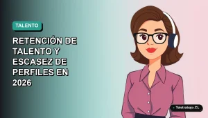 Ilustración vectorial plana de una mujer profesional de tecnología trabajando de forma remota, con fondo degradado azul verdoso.