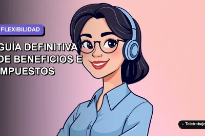 Ilustración plana corporativa de una trabajadora chilena sonriente con blusa azul, sobre fondo degradado lavanda, representando beneficios de retribución flexible 2026.