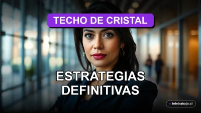 Mujer ejecutiva latina rompiendo simbólicamente el techo de cristal en una oficina corporativa moderna