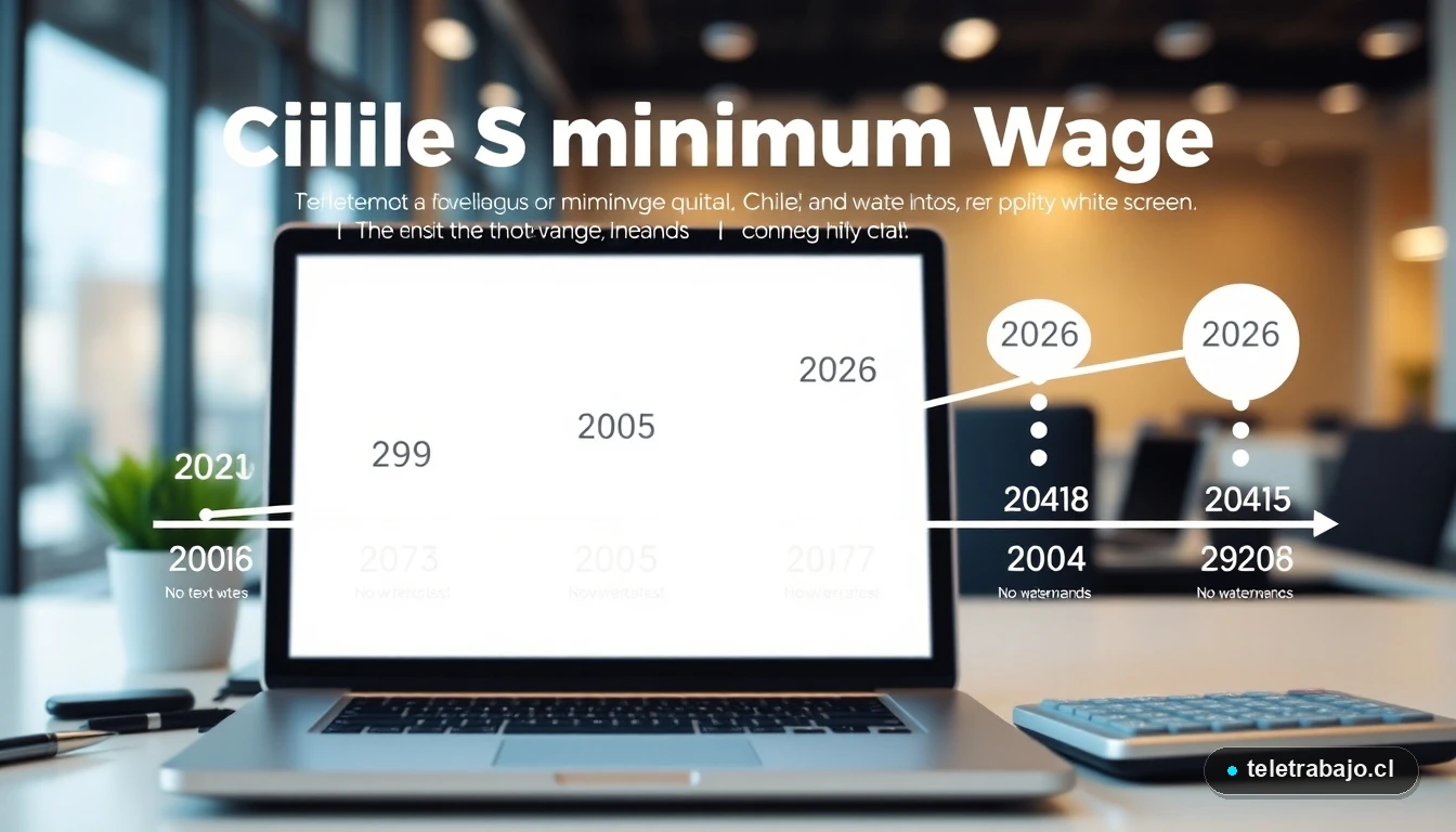 Evolución del salario mínimo en Chile, línea de tiempo desde 2020 hasta 2026 con proyecciones
