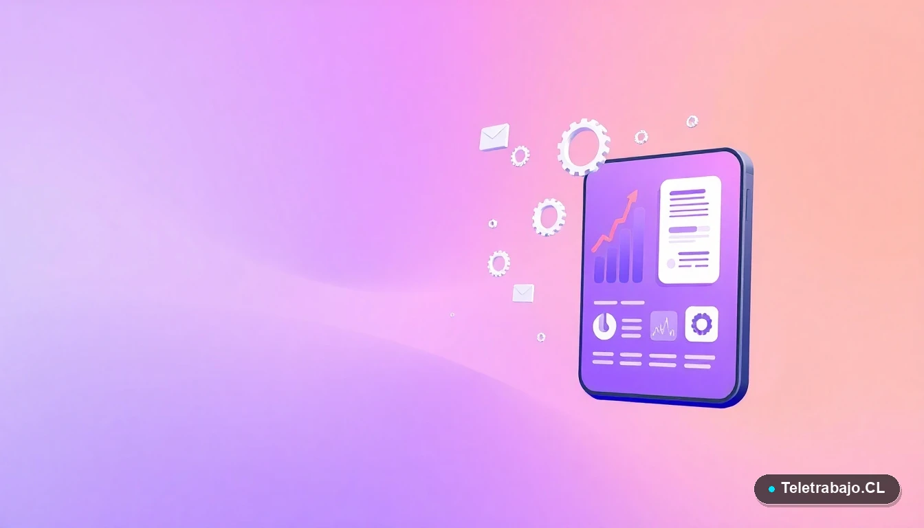 Elementos de interfaz de usuario abstractos y modernos, como gráficos flotantes y engranajes, sobre un fondo degradado lila, representando el cálculo y análisis de datos del salario.