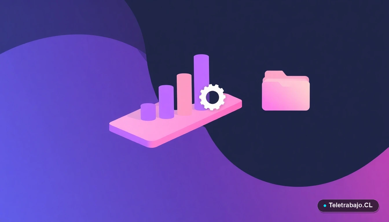 Interfaz de usuario abstracta con gráficos y engranajes flotantes sobre fondo oscuro, representando el análisis y proyección de datos del sueldo mínimo.