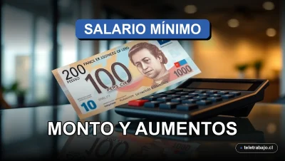 Detalle macro de un billete chileno de 10.000 pesos y una calculadora sobre una mesa de cristal, representando el cálculo del sueldo mínimo 2026.