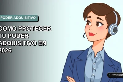 Ilustración vectorial plana de una mujer profesional chilena con blusa azul, mirando datos financieros en pantalla, sobre fondo degradado verde menta.