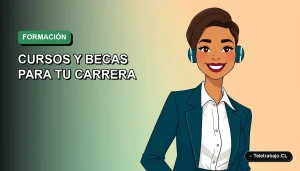 Ilustración vectorial plana de una mujer profesional con blusa blanca y chaqueta azul, sonriendo, sobre un fondo degradado suave de color verde mar y blanco. Espacio negativo a la izquierda.