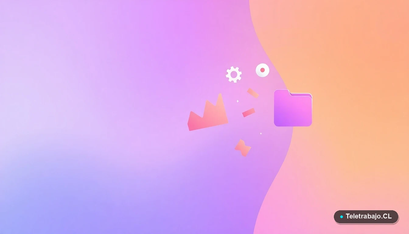 Elementos de interfaz de usuario abstractos y modernos, como gráficos y engranajes flotantes, representando datos y tecnología.