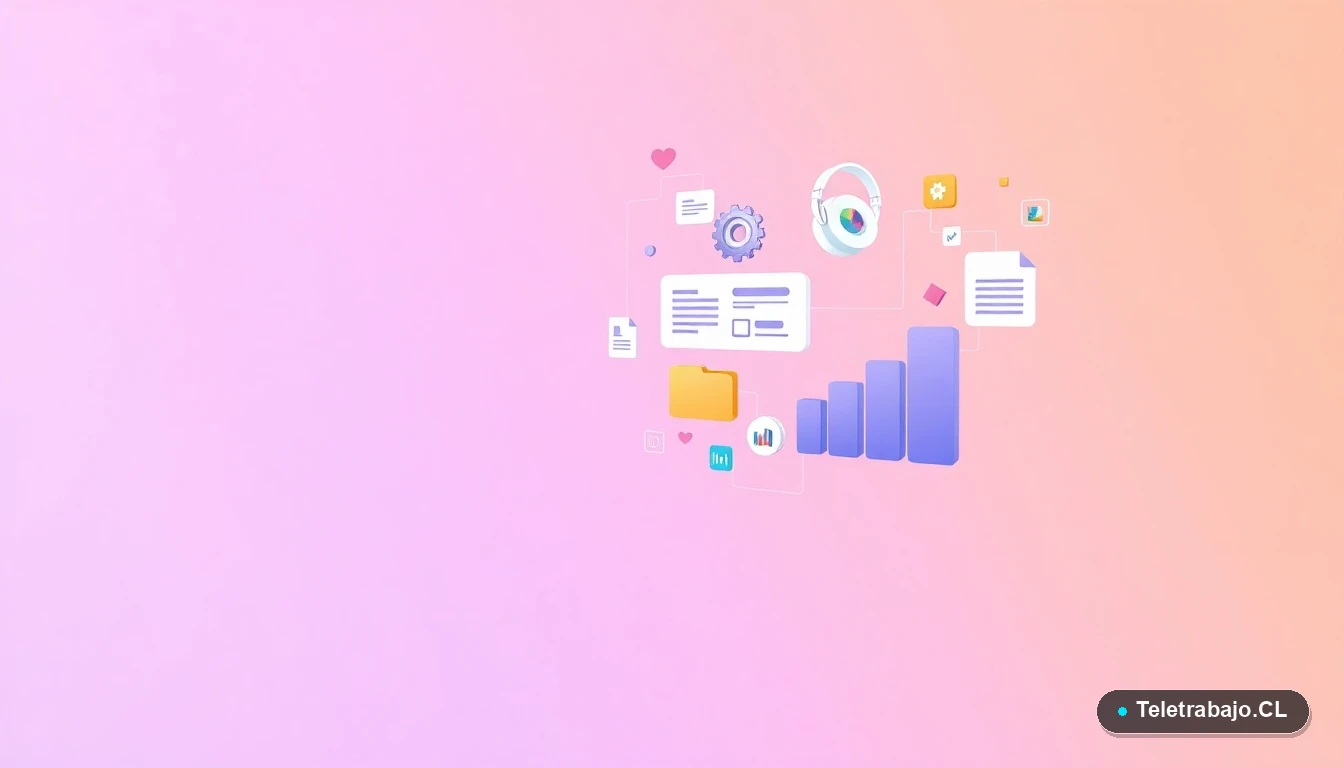 Interfaz de usuario abstracta con gráficos flotantes y elementos de oficina digital, ilustración plana vectorial sobre fondo degradado lila, concepto de cálculo y datos del seguro de cesantía.