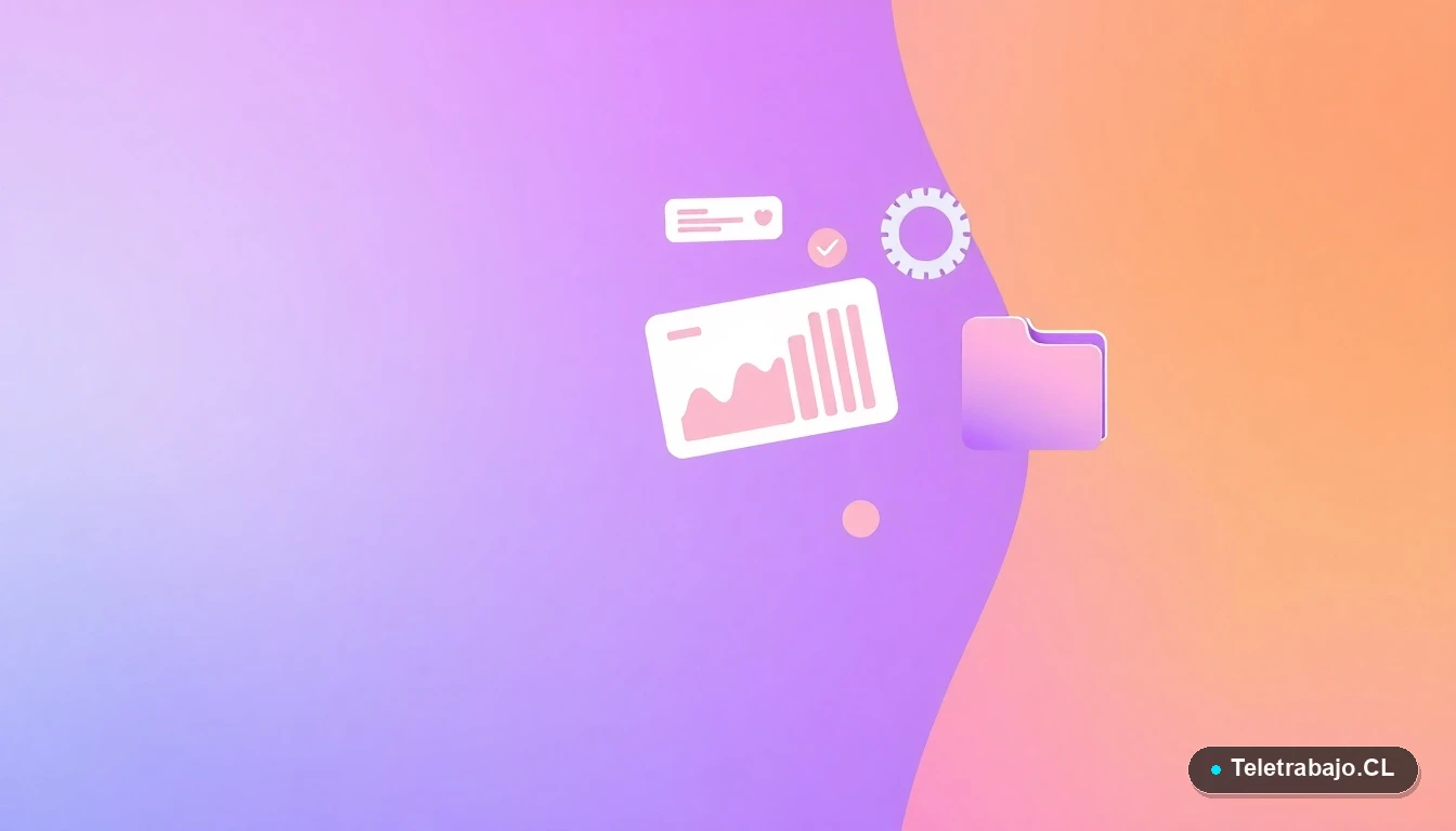 Elementos de interfaz de usuario abstractos, gráficos y engranajes flotantes en estilo ilustración plana, fondo degradado lila, concepto de tecnología y gestión de subsidios.