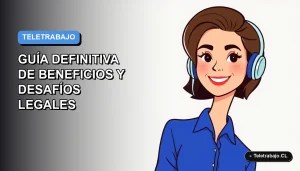 Ilustración vectorial plana de una trabajadora chilena sonriente con blusa azul, sobre fondo degradado suave, representando la semana laboral de cuatro días.