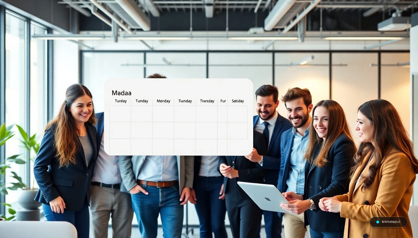 Equipo profesional colaborando en una oficina moderna en el País Vasco, representando la semana laboral de 4 días