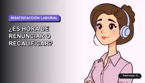 Ilustración plana vectorial de una trabajadora remota chilena con expresión pensativa, mirando a la izquierda, sobre fondo degradado lavanda y gris. Estilo Corporate Memphis.