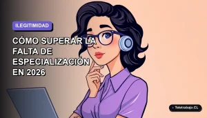 Ilustración plana vectorial corporativa de una mujer profesional con síndrome del impostor, mirando pensativa a la derecha con fondo degradado lavanda suave.