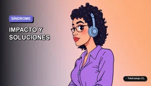 Ilustración vectorial plana de una mujer profesional de teletrabajo con expresión pensativa, sobre un fondo degradado lila suave. Espacio negativo a la izquierda.