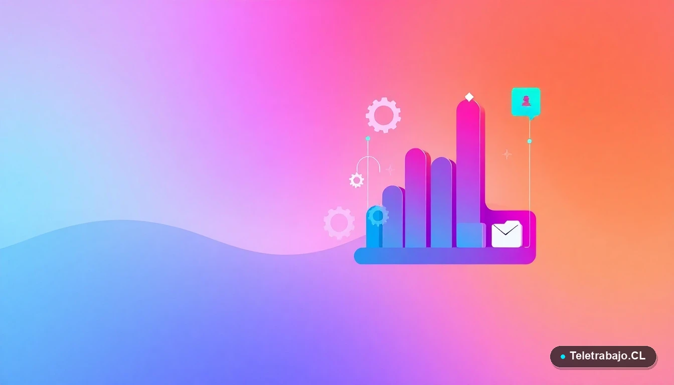 Composición abstracta de interfaz de usuario tecnológica con gráficos y engranajes flotantes, ilustración vectorial plana sobre fondo degradado azul.