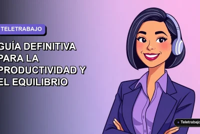Ilustración plana corporativa de mujer profesional chilena trabajando remotamente en 2026, con fondo degradado azul y violeta.
