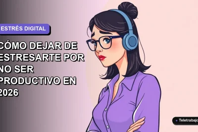 Ilustración plana vectorial de una mujer profesional chilena con expresión de estrés, estilo Corporate Memphis, sobre fondo degradado lavanda suave.