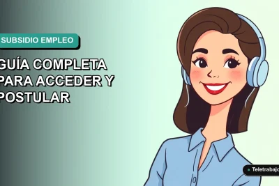 Ilustración plana corporativa de una mujer joven profesional chilena con blusa azul, sonriendo, sobre fondo degradado verde azulado. Representa el Subsidio al Empleo Joven.
