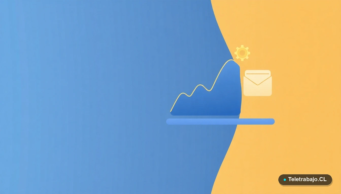 Elementos de interfaz de usuario abstractos y minimalistas, gráficos y engranajes, representando procesos y beneficios. Fondo degradado verde menta claro.