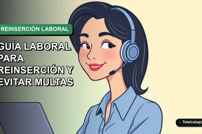 Ilustración plana corporativa de una trabajadora remota sonriente con blusa azul, sobre un fondo degradado verde suave, representando la reinserción laboral para mayores de 52 años en Chile.