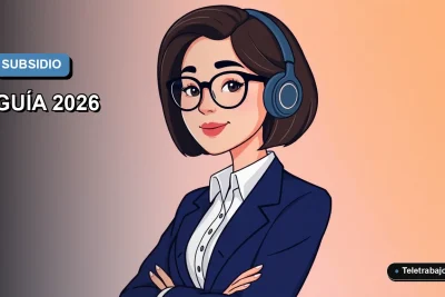 Ilustración plana corporativa de mujer profesional con camisa blanca y chaqueta azul, sobre fondo degradado azul y gris, concepto de subsidio por desempleo.