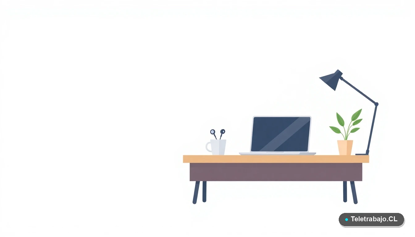 Escritorio moderno minimalista con laptop, taza de café y planta, sobre fondo degradado verde menta, concepto de espacio de trabajo y gestión de subsidios.