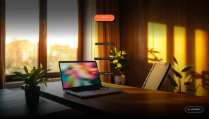 Ilustración conceptual de la sisifemia, la enfermedad laboral del teletrabajador moderno, en un entorno de oficina en casa desordenado y repetitivo.