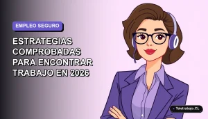 Ilustración vectorial plana de mujer profesional chilena con expresión tranquila, fondo gradiente lavanda suave, concepto de superar la ansiedad laboral.